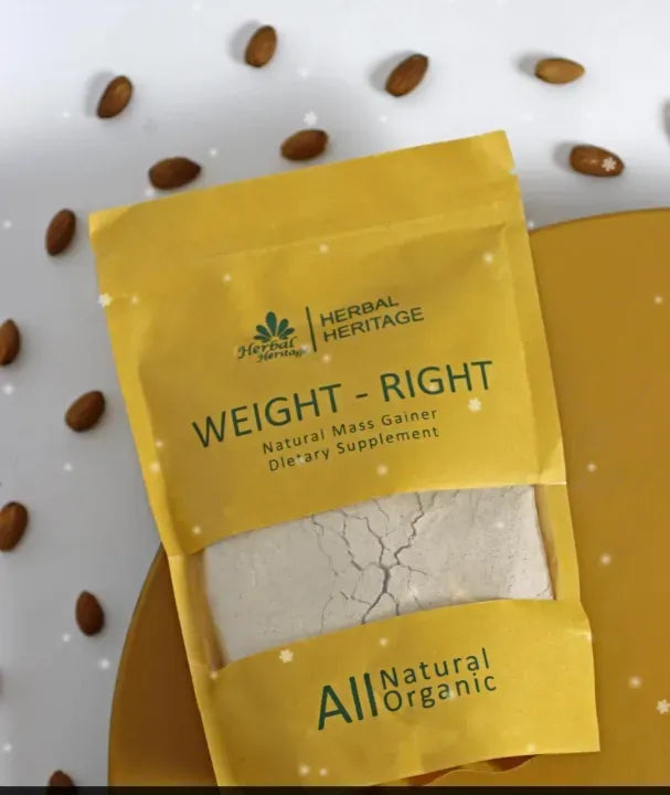 Herbal Heritage WEIGHT-RIGHT Natural Mass Gainer – Organic Dietary Supplement for Healthy Weight Gain