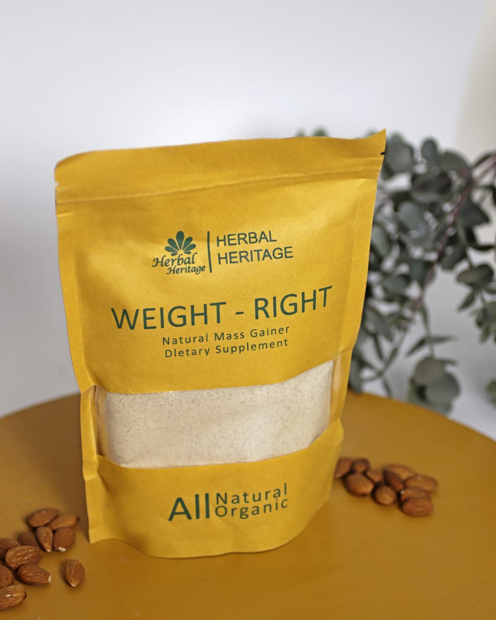 Herbal Heritage WEIGHT-RIGHT Natural Mass Gainer – Organic Dietary Supplement for Healthy Weight Gain