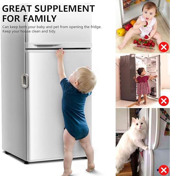 🔐 Drawer Lock Child Safety Refrigerator Lock – Self-adhesive Fridge & Freezer Door Lock With Double Safety Button – Easy One-hand Use